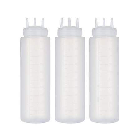 Kit Bisnagas para Molho 1 Litro com 3 Bicos Profissional - 3 Peças