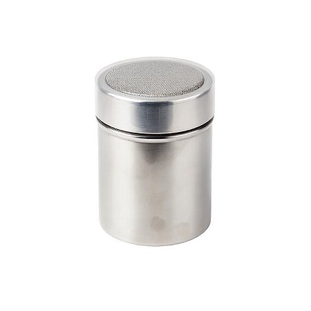 Polvilhador Inox Pequeno 8cmx6cm Tela Fina e Tampa Plastica