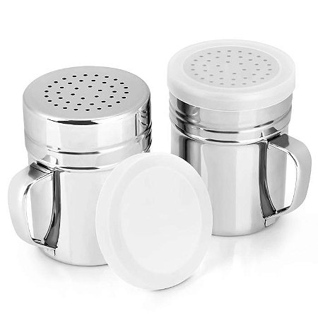 Kit 2 Polvilhador de Temperos Com Alça Inox E Tampa