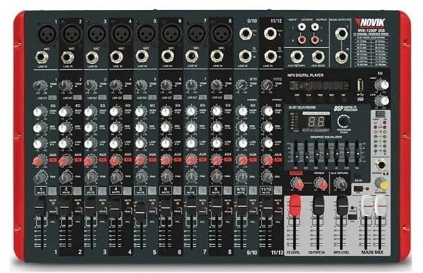 MESA 12 CANAIS NOVIK NVK-1200P AMPLIFICADA