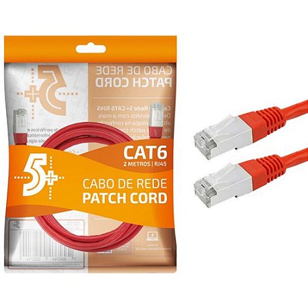 CABO CAT6 2M CHIPSCE 018-1085 VERMELHO