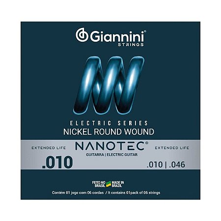 ENCORDOAMENTO GUITARRA 010 GIANINNI GEEGST10 PN NANOTEC