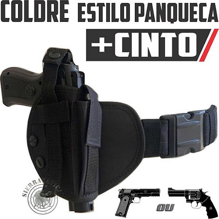Coldre Panqueca Cintura Revolver Ou Pistola + Cinto Tático