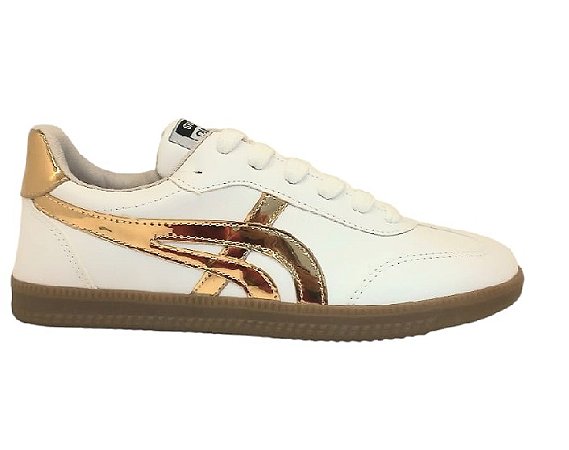 TENIS SUA CIA DOURADO LISTRA GEOMÉTRICA