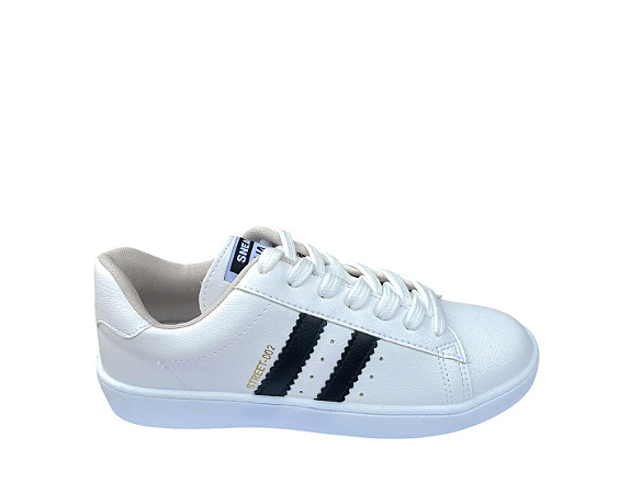 TENIS SUA CIA BRANCO TIRAS PRETAS