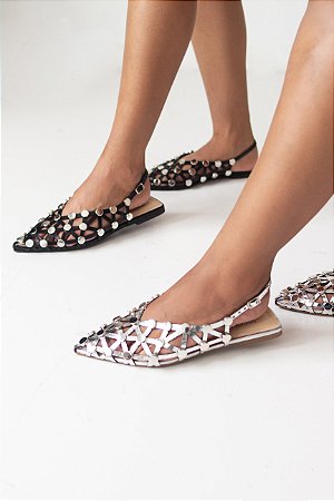 SAPATILHA SLINGBACK LECOLLINE PRETA BICO FINO