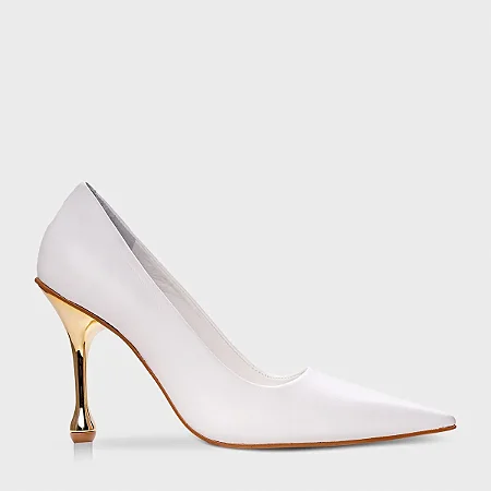 SCARPIN CARRANO BRANCO SALTO DOURADO