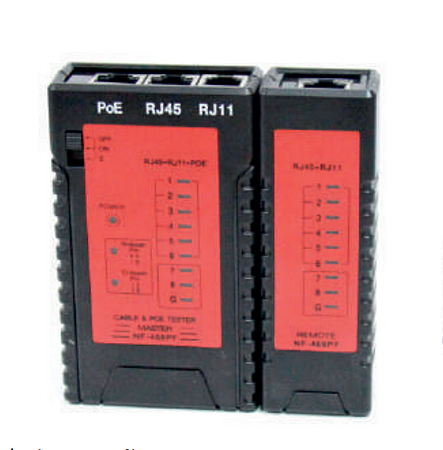 Testador de Cabo Rede e PoE 802.3af/802.3at - RJ11 ou RJ45 (Cat.3, Cat.5e, Cat.6 & Cat.6A) Anti Burning até 60V