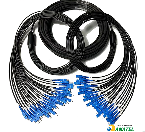 Cabo Óptico Multifibras Simplex ou Duplex, Com Polimento PC/UPC/APC, Com Conectores LC/SC/FC/ST/LSH (E2000) e Revestimento COG ou LSZH