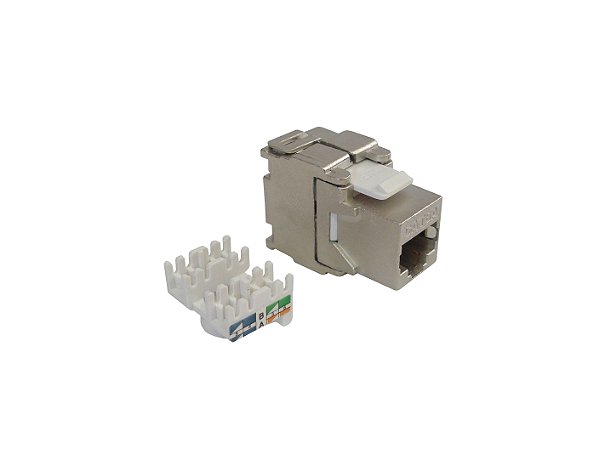 Conector Keystone Jack Blindado RJ45 Cat6a Fêmea 8X8 90º Para Cabo de Rede 10 Unidades - Seclan