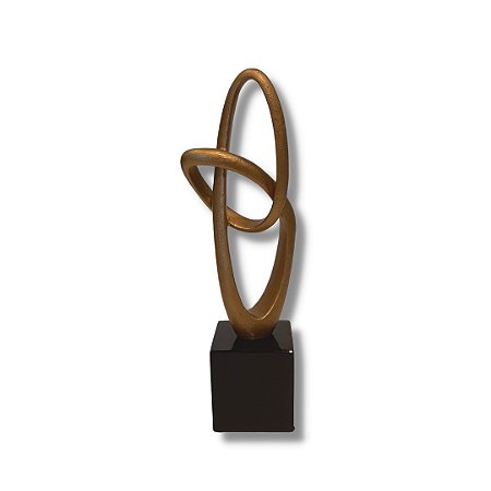 Escultura Abstrata B Infinito dourada com preto resina