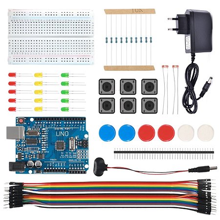 Kit Eletronica Iniciante para Arduino + Fonte 9V 1A