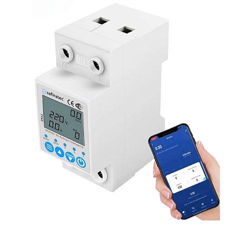 Medidor de Consumo de Energia Inteligente Wifi c/ Timer 63A Safiratec TY63A