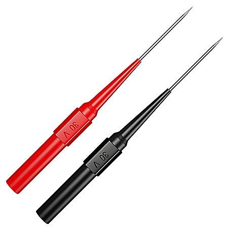 Par Ponta De Prova Agulha 0.7mm p/Cabos Banana (4mm) Preto e Vermelho