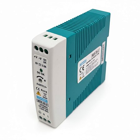 Fonte Chaveada 20W 5V 3.0A 100-240VAC para Trilho Din Safiratec MDR-20-5