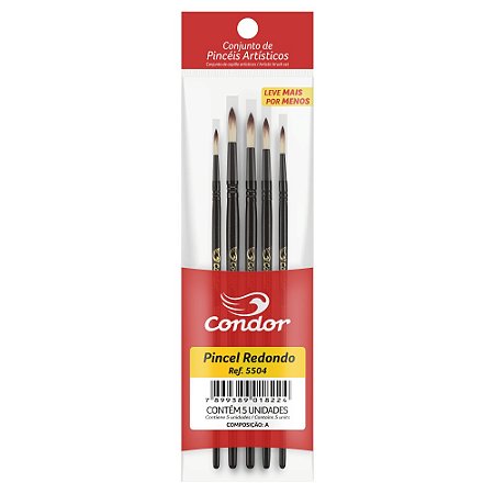 Kit Pincel Redondo Ref. 5504 | 5 unidades