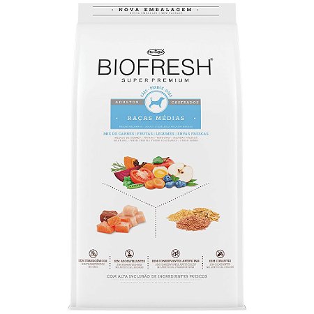 Ração Biofresh Para Cães Adultos Castrados de Raças Médias