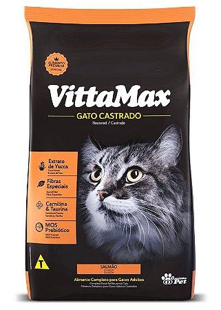 Ração Vittamax para Gatos Castrados Sabor Salmão 10,1Kg