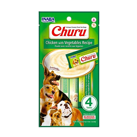 Petisco Churu Frango com Vegetais para Cães - Pacote 4 Tubos de 14g