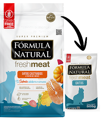 Ração Fórmula Natural Fresh Meat Gatos Castrados Salmão 505g