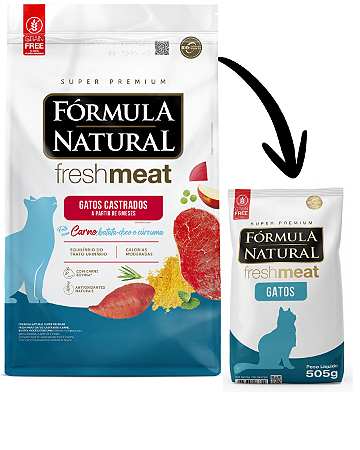 Ração Fórmula Natural Fresh Meat Gatos Castrados Carne 505g