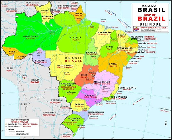 Mapa do Brasil Bilíngue - Bia Mapas