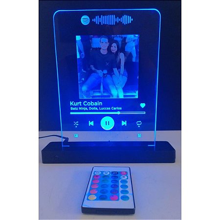 Luminária de Led Spotify Colorido RGB 16 cores Personalizado Dia Dos Namorados