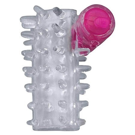 Meia Capa Peniana com Mini Cápsula Vibratória e Estimulador Clitoriano Sexy Import
