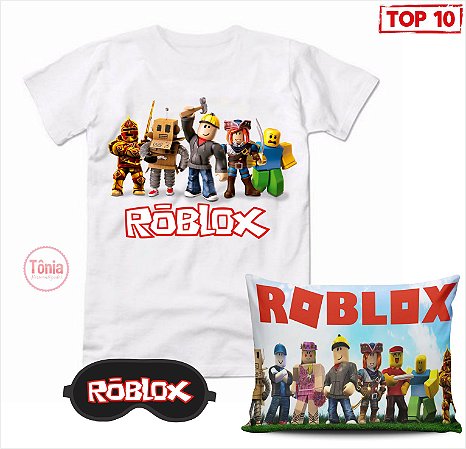 Roblox kit camiseta, almofada e máscara de dormir - Tônia Personalizados