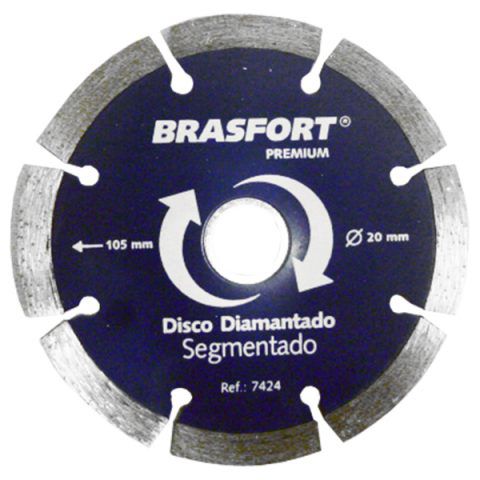 DISCO DIAMANTADO SEGMENTADO PREMIUM 105X20MM BRASFORT- REF:  7424