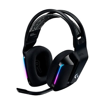 Headset Gamer Sem Fio G733 7.1 Dolby Surround RGB LIGHTSYNC, Blue VOICE para PC e PlayStation, Preto - Logitech