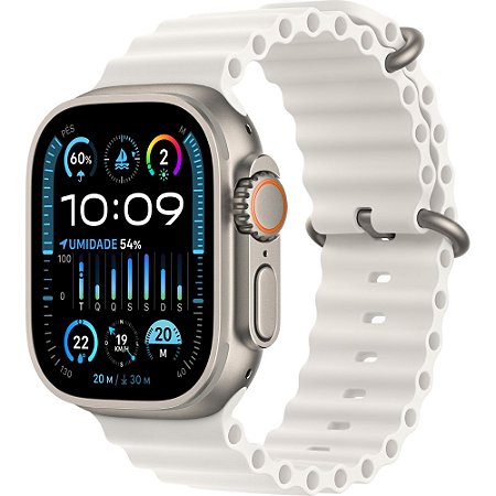 Apple Watch Ultra 2 49mm, Celular + GPS Caixa Titânio, Pulseira Oceano Branca - Apple
