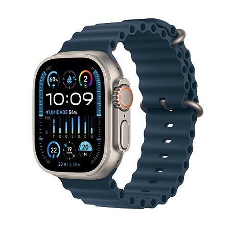 Apple Watch Ultra 2 49mm, Celular + GPS Caixa Titânio, Pulseira Oceano Azul - Apple