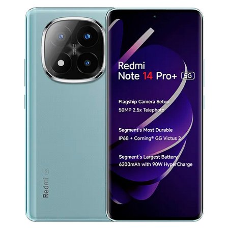 Smartphone Redmi Note 14 Pro Plus 256gb/8gb de RAM, Câmera de 200Mp, Tela AMOLED 120Hz, Versão Global, Azul - Xiaomi
