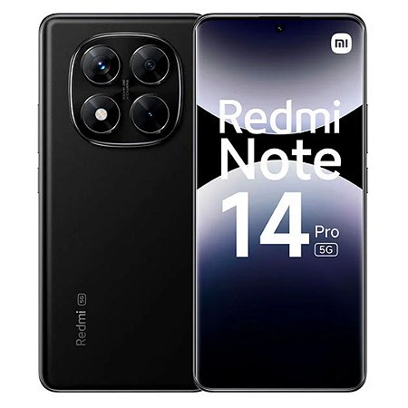 Smartphone Redmi Note 14 Pro 5G 256gb/8gb de RAM, Câmera de 200Mp, Tela AMOLED 120Hz, IP68, Versão Global, Preto - Xiaomi