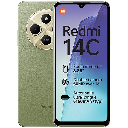 Smartphone Redmi 14C 256gb/8gb de RAM, Câmera de 50Mp, Tela 120Hz, Versão Global, Verde - Xiaomi