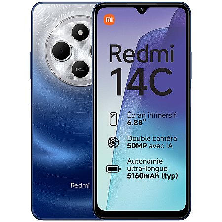Smartphone Redmi 14C 256gb/4gb de RAM, Câmera de 50Mp, Tela 120Hz, Versão Global, Azul - Xiaomi