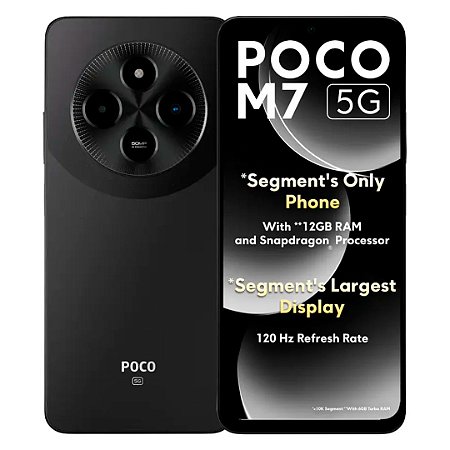Smartphone Poco M7 5G 128GB/6GB RAM, Tela 120Hz, Câmera 50Mp, Versão Global, Preto - Xiaomi