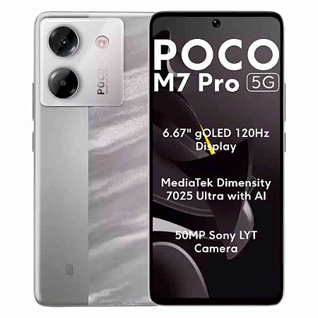Smartphone Poco M7 Pro 5G 512GB/12GB RAM, Tela AMOLED 120Hz, Câmera 50Mp, Versão Global, Branco - Xiaomi
