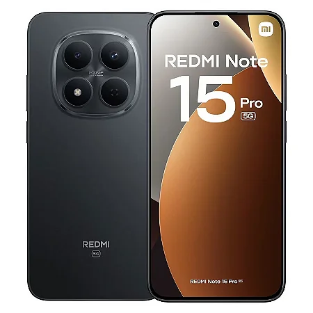Smartphone Redmi Note 15 Pro 5G 256gb/8gb de RAM, Câmera de 200Mp, Tela AMOLED 120Hz, Versão Global, Preto - Xiaomi