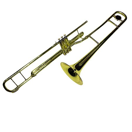 TROMBONE DE PISTOS LAQUEADO NOVO COMPLETO