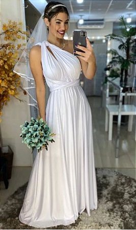 Vestido de Festa Branco Casamento Civil e Cartório Multiformas - Vestidos  de Festas | Marisa Modas | Madrinhas | Formatura | Debutantes