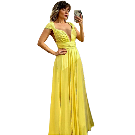 Vestido de Festa Amarelo Vestido Multiformas Amarelo