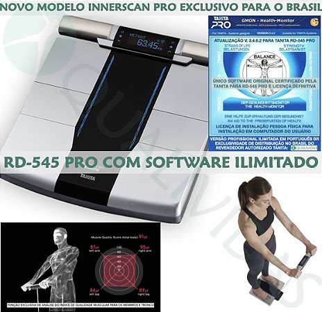 TANITA OFICIAL Balança de Bioimpedância Tanita RD-545 InnerScan Pro com Software Profissional Ilimitado em Português Tanita Pro Gmon Health