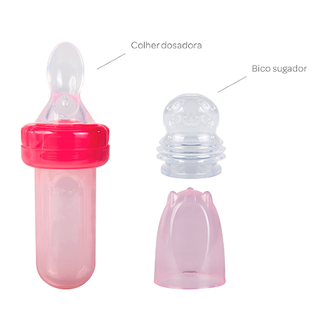 Kit Porta-frutinha e Colher Dosadora Rosa - Buba