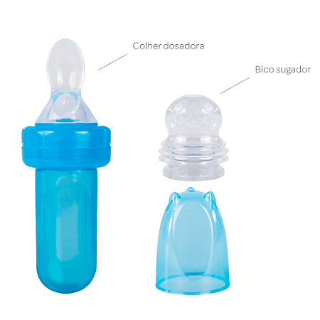 Kit Porta-frutinha e Colher Dosadora Azul - Buba