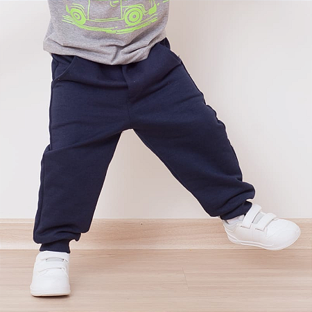 Calça Moletom com Punho - Azul Marinho