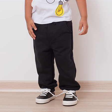 Calça Moletom com Punho - Preta