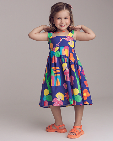 Vestido Azul 100% Algodão