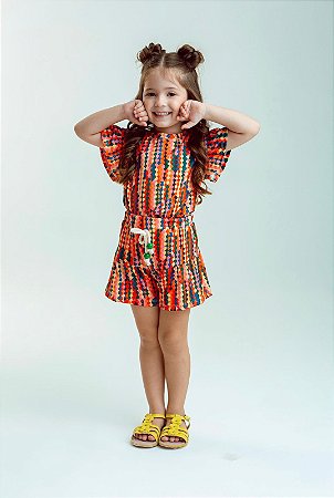 Conjunto Canelado Comfy: Blusinha + Short-Saia